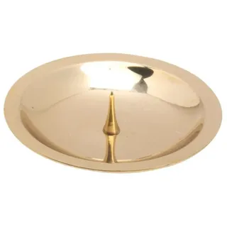 Nklaus Kerzenteller Ø 8cm Messing Kerzenständer Taufkerze Kerzenhalter mit Dorn Kerzenuntersetzer Stumpenkerzen Kommunion Taufe Gold Glanz 10564