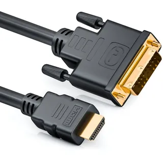 deleyCON 1m HDMI zu DVI Kabel DVI-D DVI-I High Speed 3D Ready Adapterkabel 1080p FULL HD HDTV 3D Beamer Laptop Monitor TV - Schwarz