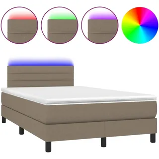 vidaXL Boxspringbett mit Matratze & LED Taupe 120x200 cm Stoff - Taupe