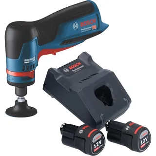 Bosch GWG 12V-50 S Professional, Akku Geradschleifer 12 V 6 mm Brushless + 2x Akku 3,0 Ah + Ladegerät