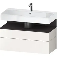 Duravit Qatego Waschtischunterbau, 1 Auszug und 1 Schublade, 990x470x590mm, Nische Graphit Supermatt, QA4395080, Farbe: Weiß Supermatt/mit Nischenbeleuchtung