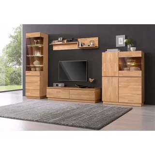 Home Affaire Wohnwand Set, 4 Stk. tlg., eiche teilmassiv),