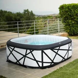 MSPA aufblasbar Outdoor Line 185 x 185 x 68 cm für 6 Personen mit Massagedüsen mit Filter - Aufblasfunktion per Knopfdruck Pool eckig in weiß