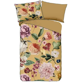 Wendebettwäsche , Gelb , Textil , Blume , 140x200 cm , Oeko-Tex® Standard 100 , atmungsaktiv, bio , Heimtextilien, Bettwäsche & Leintücher, Bettwäsche, Wendebettwäsche