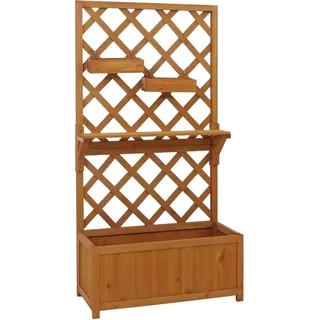 MCW Hochbeet P68 Rankgitter Hängekästen Holz 135x70x30cm Natur