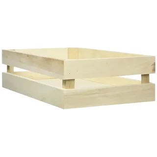 Rayher 62727000 Holzkiste Latten-Optik, 30,5 x 16,7 x 7,6 cm, Holz FSC zertifiziert, plus 2 Wandhaken, Pappelholz glatt geschliffen, Lattenkiste zum bemalen, Natur