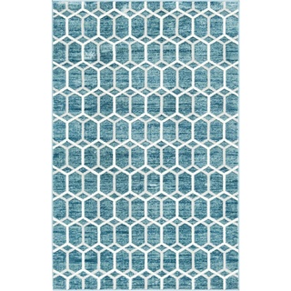 Xxxl Webteppich , Blau, Weiß , Textil , Graphik , rechteckig , 150x245 cm , Oeko-Tex® Made IN Green , für Fußbodenheizung geeignet, schmutzabweisend, UV-beständig, lichtunempfindlich, pflegeleicht, strapazierfähig, leicht zusammenrollbar , Teppiche Und Böden, Teppiche, Webteppiche