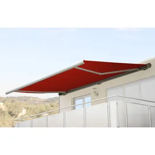 Elektrische Kassettenmarkise T122, Markise Vollkassette 4x3m Polyester bordeaux-rot - Rot