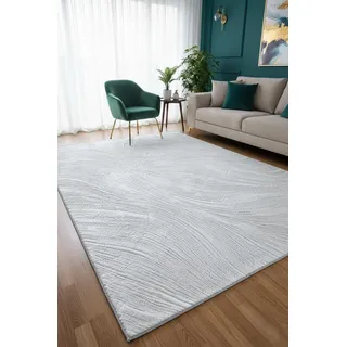 VIMODA Kurzflor Teppich Boho 3D Hoch-Tief-Effekt – Teppich Wohnzimmer & Schlafzimmer,Maße:240x330 cm;Farbe:L.Grey