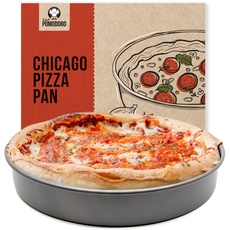 Chef Pomodoro Pizzablech – Pizzapfanne - Pizza Backblech – Pizza Blech – Pizza Pan – Chicago Style Pizza Pan – Runde Pizzaform aus Aluminium – 30,5 cm Durchmesser