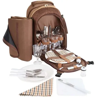 Brubaker Picknickrucksack für 4 Personen Braun 28,5 x 19 x 42,5 cm