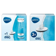 BRITA Wasserfilter-Karaffe weiß-grau inkl. 4 MicroDisc Filter / Wasserkaraffe zum stilvollen Servieren von Wasser / Aktivkohle-Filter reduziert Chlor und Mikropartikel im Leitungswasser