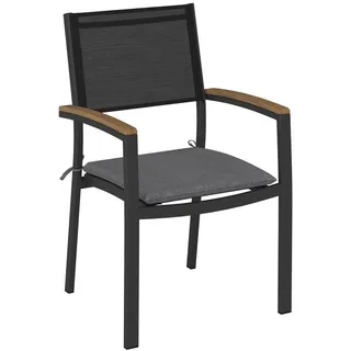 Ambia Garden Stapelsessel , Grau , Holz, Metall , Akazie , Füllung: Komfortschaum , Flachrohr , 58x90x59 cm , stapelbar , Gartenmöbel, Gartensessel, Stapelsessel