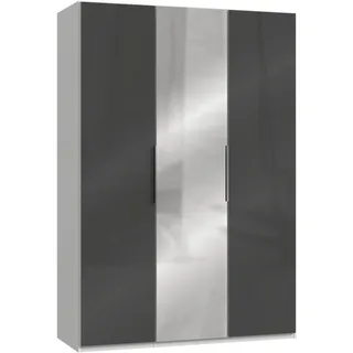 Level 150 x 216 x 58 cm weiß/Grauglas mit Glas- und Spiegeltüren