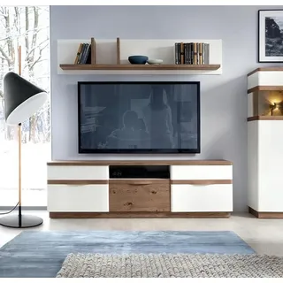 Wohnzimmer Set Modern Holzmöbel TV-Lowboard Wandregal s - Weiß