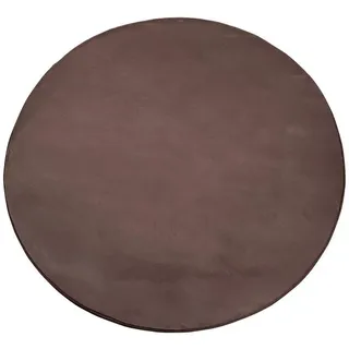 carpet city Hochflor-Teppich Topia 400 Dunkelbraun 120 cm Rund , Taupe , Textil , Uni , 120x120 cm , Oeko-Tex® Standard 100 , für Fußbodenheizung geeignet , Teppiche und Böden, Teppiche, Hochflorteppiche & Shaggys