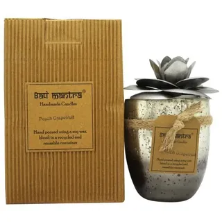Bali Mantra Camellia Glass Silver Candle 500g - Peach Grapefruit