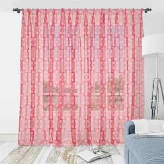 ABAKUHAUS Weihnachten Wandteppich, Frohe Monochrome Muster der Schneeflocke Motiv mit Punkten Künstlerische Winter-Bild, Wohnzimmer Schlafzimmer seidiges Satin Wandtuch, 210 cm x 274 cm, Dark Pink Weiß