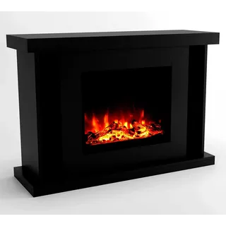 GF Core Elektrokamin mit Heizung und Kaminfeuer (Standkamin TARVOS) - elektrischer Kamin mit LED-Feuer in 3 Farben, Heizlüfter, Holz-Deko & Fernbedienung, 120x84x38 cm, Schwarz