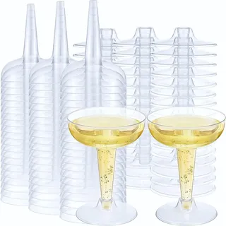 Plastik Champagnergläser - 60 Stück, 120 ml - Wiederverwendbare Weingläser mit Stiel