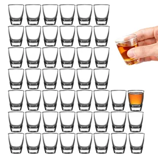 VIQIHEOE 24 Stück Schnapsgläser Glas, 35ml Schnapsgläser, Direkter Trinkbecher, mit Dickem Boden, Party Zubehör Kleines Schnapsglas, für Schnäpse, Wodka, Ouzo, Sambuca, Spülmaschinenfest