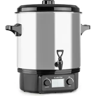 Klarstein Biggie Digital - Einkochvollautomat, Einkochtopf, elektrisch, 27 Liter, 2000 Watt, Timer, Abschaltautomatik, Display mit Zeit- und Temperatur-Anzeige, Ablaufhahn, Edelstahl, silber - Silber