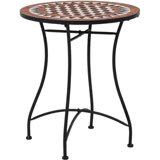 The Living Store Bistrotisch Mosaik Keramik Braun 60 cm - Braun