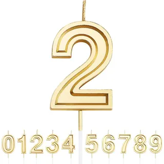 URAQT Geburtstag Zahl Kerzen 2, Gold Glitzer Geburtstagskerzen, Dekorative Geburtstagstorte, Hochzeitsparty, Abschlussfeier