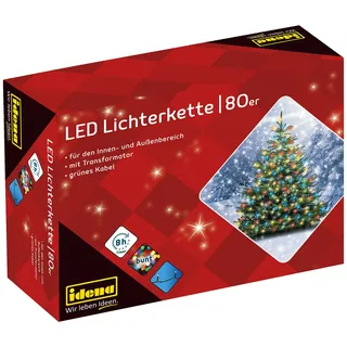 IDENA LED Lichterkette spritzwassergeschützt 16 m Bunt