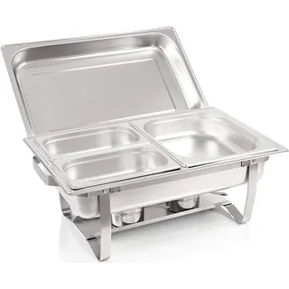 BC-ELEC Speisenwärmer Buffetwärmer 1x GN1/2 + 2x GN1/4 bain marie mit Deckel, 60x37x29cm