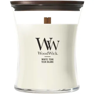 Woodwick White Teak Duftkerze 275 g weiß