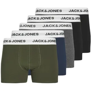 JACK & JONES Jungen Jacbasic White Wb Trunks 5 Pack Jnr Boxershorts, Schwarz, 164 EU