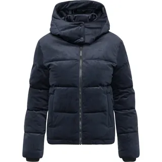 Ragwear Steppjacke "Steppjacke Roobie Velvet YOUMODO" mit Kapuze Gesteppte Teddyjacke in Samtoptik mit Kapuze, navy