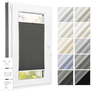 Estika Thermo Plissee mit Bohren 30-129x50-149 cm, Fenster innen | Verdunkelung, Wärme- & Sonnenschutz, blickdicht, 10 Farben, nach Maß, Jalousie & Raffrollo, zum Anschrauben, energiesparend