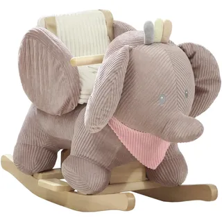 Aiyaplay Schaukeltier Elefant-Schaukel interaktive Tiergeräusche weiche Füllung Braun , Textil , 32x49x65 cm , unisex , Spielzeug, Schaukeltiere