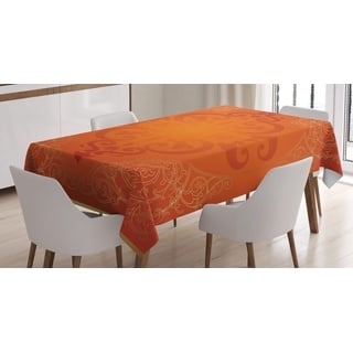 ABAKUHAUS Orange Tischdecke, Königliche Antike Motive, Personalisierter Druck mit Klaren Farben Waschbar Wasserfest kein Verblassen, 140 x 170 cm, Orange Gelb