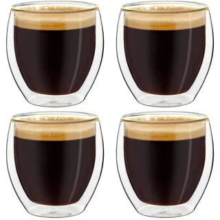 Creano doppelwandige Espresso-Gläser, 4er-Set 100ml Thermo-Gläser mit Schwebe-Effekt