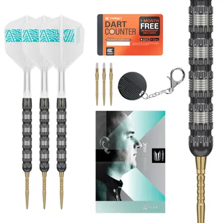 Target Darts Rob Cross 95K Steel Tip Swiss Point Darts, 95% Tungsten Darts with K-Flex Flights, 21G | Voltage Darts, Player Edition Swiss Points K Flex Dart Set, Swiss Point Tool inklusive