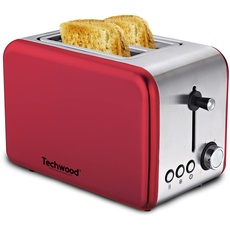 Techwood TGPI-705 Toaster, Edelstahl, Rot