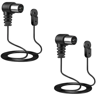 DollaTek 2 Stück UKW-Antenne für HiFi NTSC 75 Ohm UKW-Radioantenne mit 1,5 m Verlängerungskabel für Yamaha Onkyo usw. Tischplatte für Heimstereoempfänger Radioempfängerantenne
