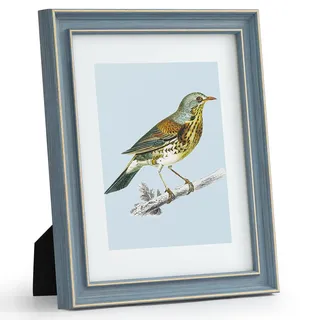 Afuly 20x25 Bilderrahmen Vintage Blau Bilderrahmen Retro Antike Shabby Fotorahmen Deko für Wand Tisch Family Freund Hochzeit Geburtstag Geschenke Muttertage für Mama Oma Frauen