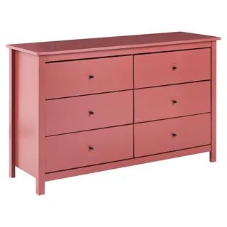 BELIANI Kommode Burgunderrot Kiefernholz mit 6 Schubladen Halbhoch Modern Skandi Design Schubladenschrank für Schlafzimmer Wohnzimmer - Rot