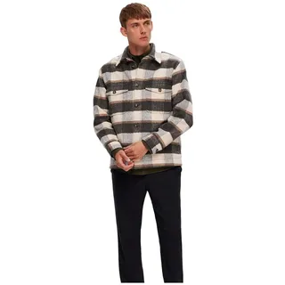 SELETED HOMME Herren SLHARCHIVE Overshirt NOOS Hemdjacke, Ermine/Checks:Sand/White, L