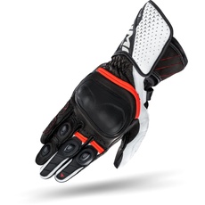 Bild von ST-3 Motorradhandschuhe Herren - Touchscreen, Sommer, Sport Leder Handschuhe mit Carbon Knöchelprotektor, Handflächen- und Fingerschieber, Verstärkte Handfläche (Weiß/Rot, XL)