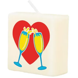 PD-Party 7040056 Geburtstag Dekorativ Wachs Kerze | Wax Candle - Champagne, Cremefarben/Schwarz, 4cm Länge x 4cm Breite x 2cm Höhe