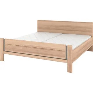 Musterring Holzbett Sorrent, Bettgestell, Bettrahmen, teilmassiv Eiche (MADE IN GERMANY), Eiche teilmassiv, Liegehöhenverstellung, Stollenfußteil braun 200 cm x 200 cm