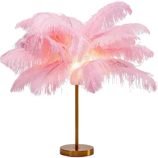 Kare-Design Tischleuchte , Pink , Naturmaterialien , Federn , 50x60x50 cm , Lampen & Leuchten, Innenbeleuchtung, Tischlampen, Tischlampen