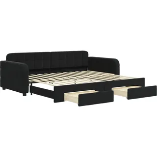 Maison Exclusive Tagesbett Ausziehbar mit Schubladen Schwarz 90x200 cm Samt - Schwarz