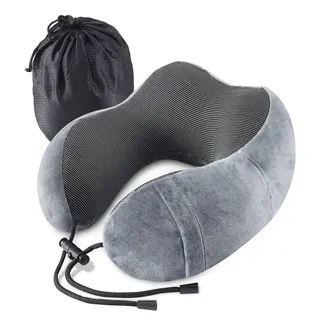 Emwel Nackenkissen Flugzeug, Reisekissen Memory Foam, Ergonomisch Gestaltetes Nackenhörnchen, Nackenkissen Reise,Reise Gadgets,Ideal für Reisen, Flugzeug, Auto, Büro-grey