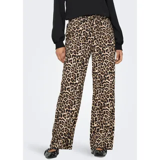 Schlupfhose ONLY "ONLCLARA PULLUP PANT WVN OS", Damen, Gr. M (38), Länge 32, schwarz (schwarz aop:leo), Web, Obermaterial: 100% Baumwolle, regular fit normal, Hosen Schlupfhose, Sommerhose